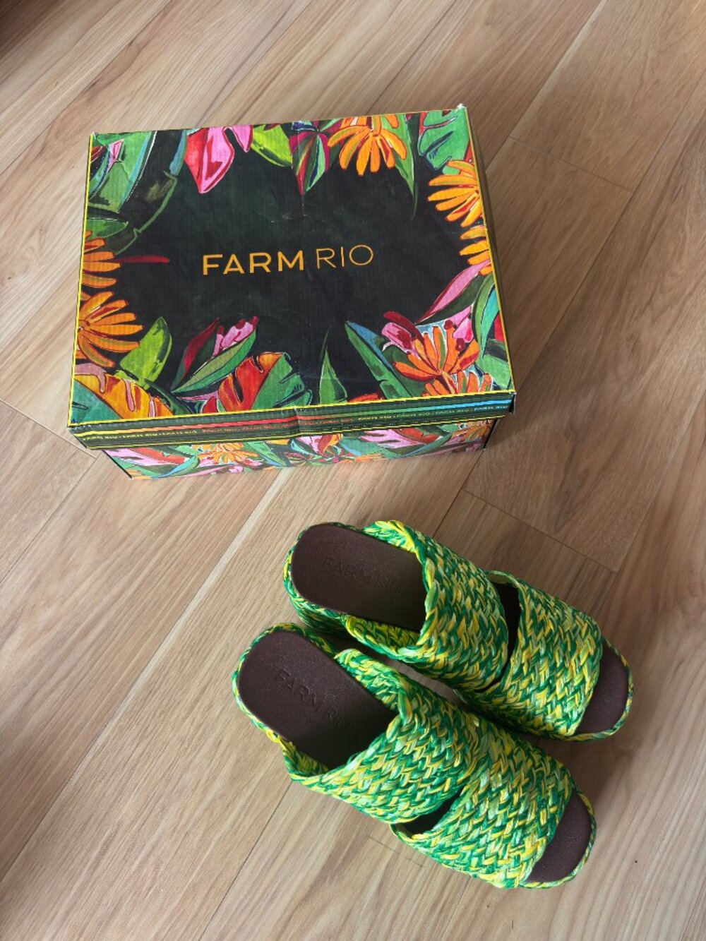 Farm Rio Braided Raffia Platform Slide Sandals - US Women's 10 - Picture 3 of 5